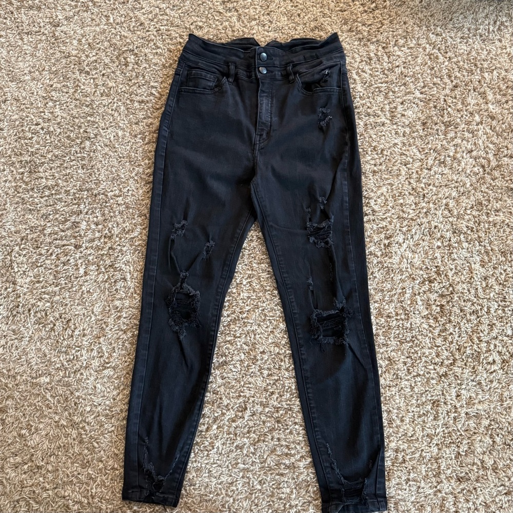 KanCan Black High Rise Distressed Skinny Jeans size 29